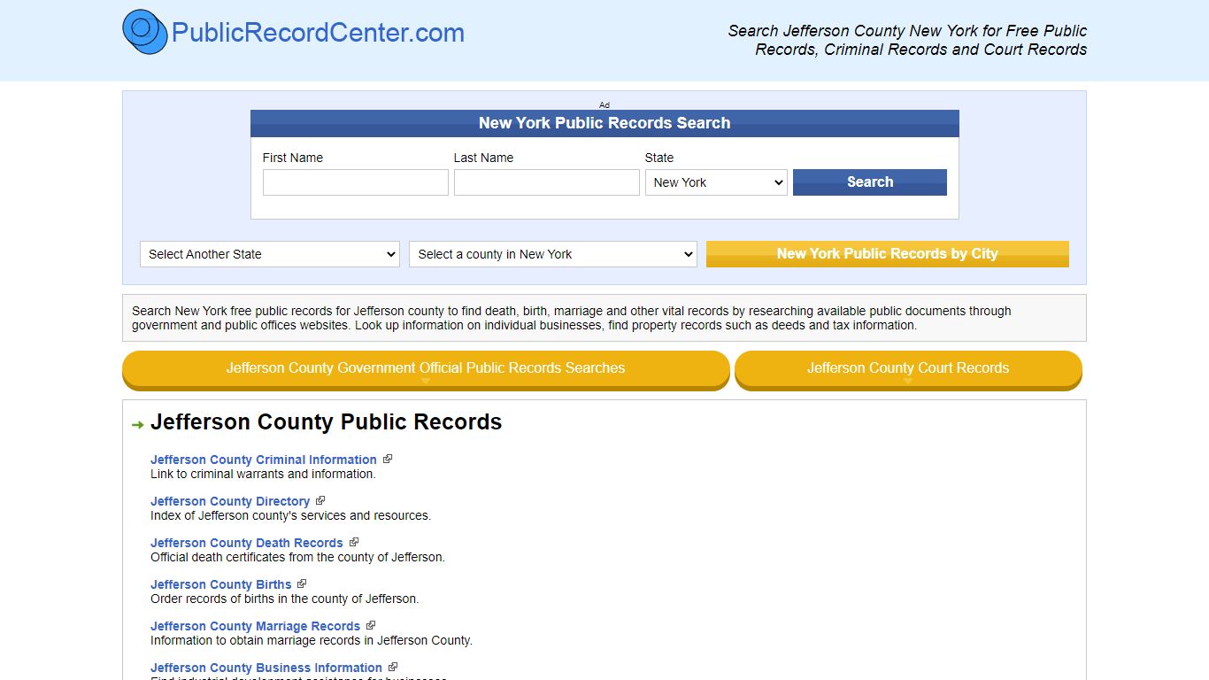 Jefferson County New York Free Public Records - Court Records ...