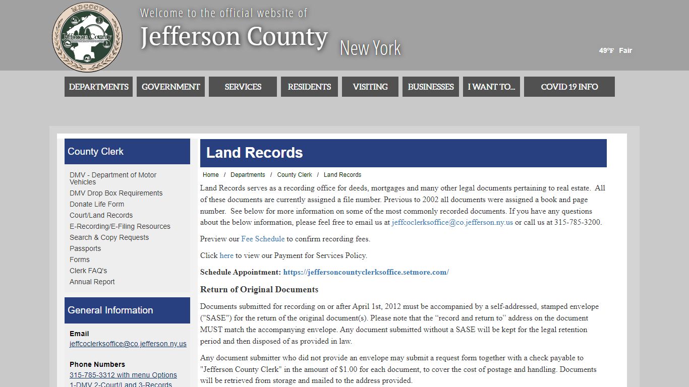 Welcome to Jefferson County, New York - Land Records