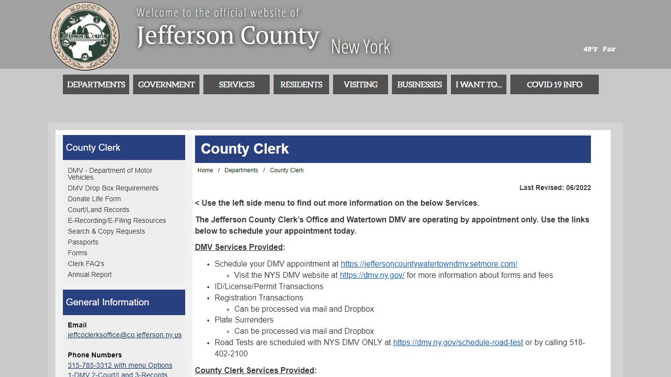 Welcome to Jefferson County, New York - County Clerk