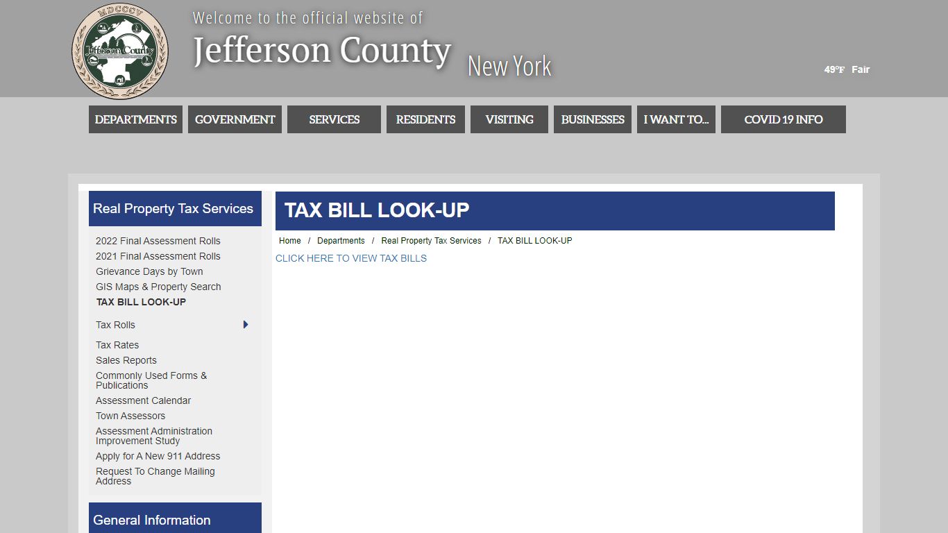 Welcome to Jefferson County, New York - TAX BILL LOOK-UP